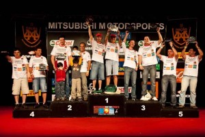 Pódio da categoria Turismo do Mitsubishi MotorSports Sudeste - Etapa de Belo Horizonte, Minas Gerais (Foto Tom Papp/Mitsubishi Motors)