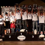 Festa do pódio da categoria TR4R, em Penha (Foto Tom Papp/Mitsubishi Motors)